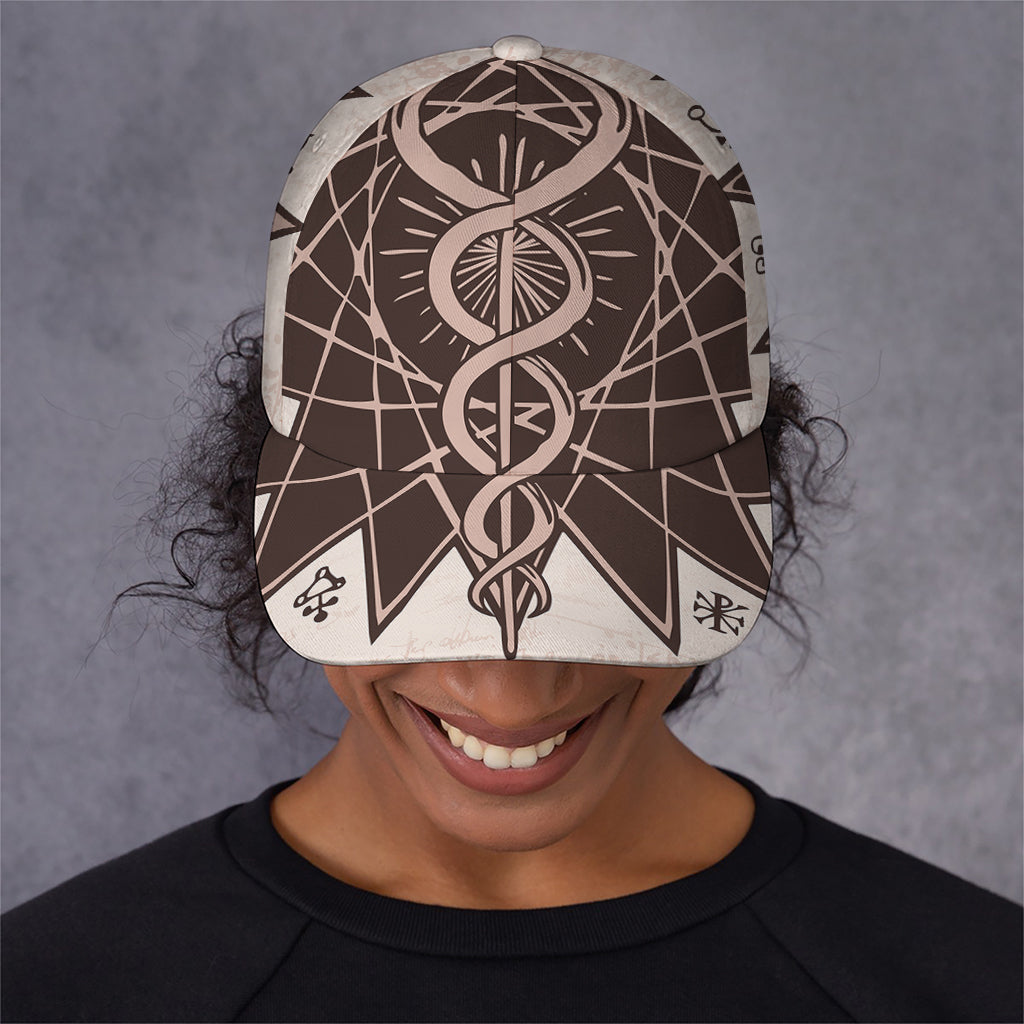 Caduceus Symbol Print Baseball Cap