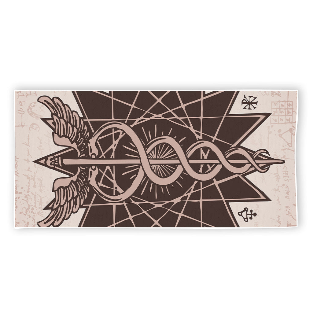 Caduceus Symbol Print Beach Towel
