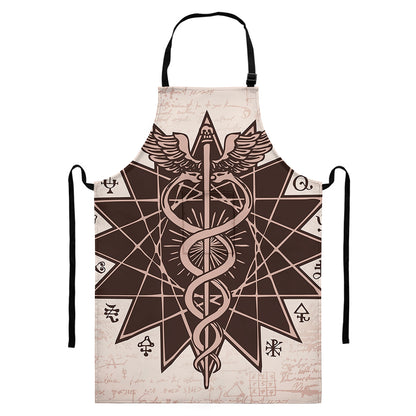 Caduceus Symbol Print Bib Apron With Pocket