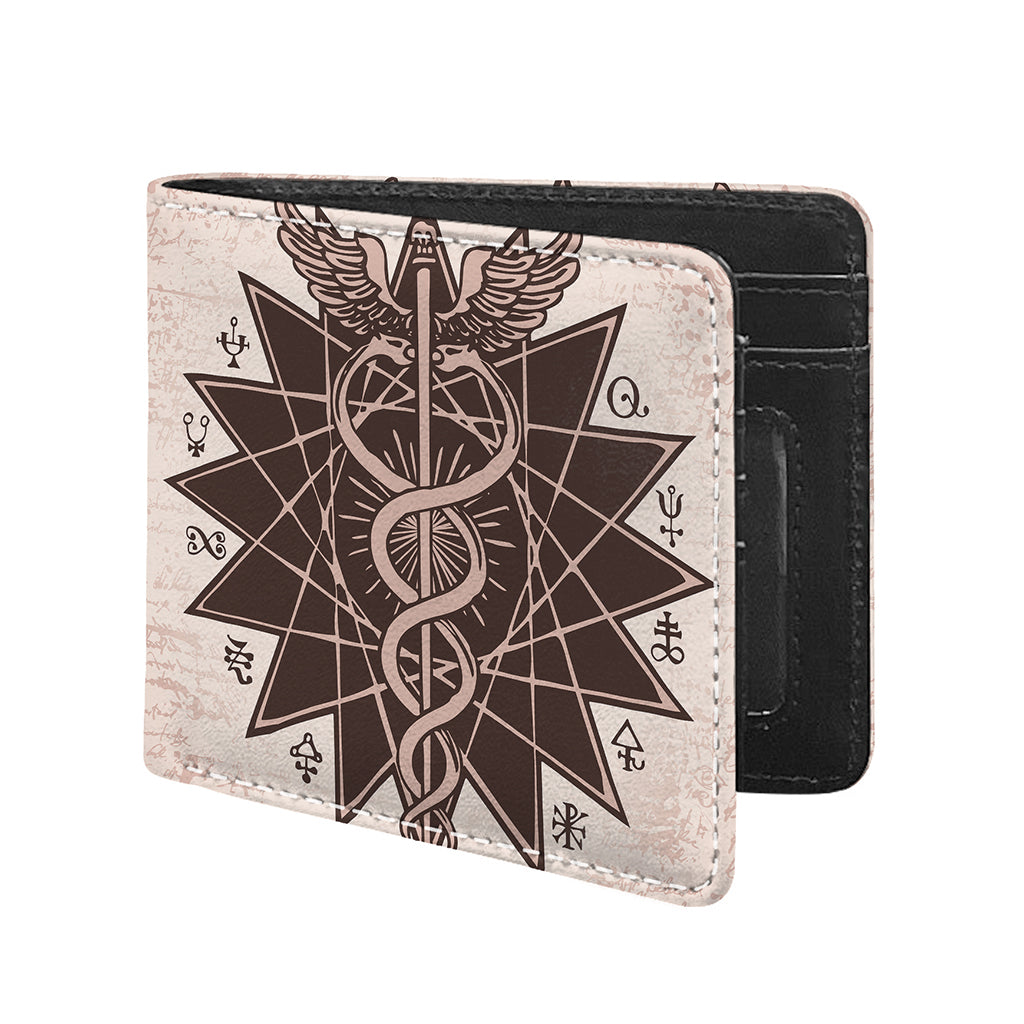 Caduceus Symbol Print Bifold Wallet