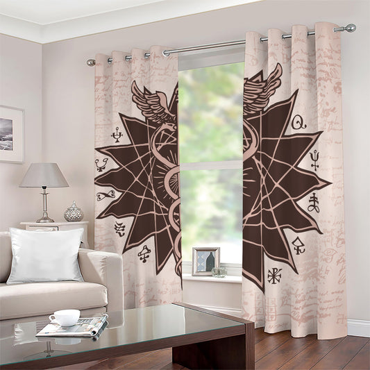 Caduceus Symbol Print Blackout Grommet Curtains