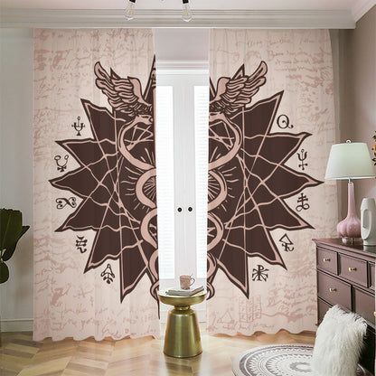 Caduceus Symbol Print Blackout Pencil Pleat Curtains