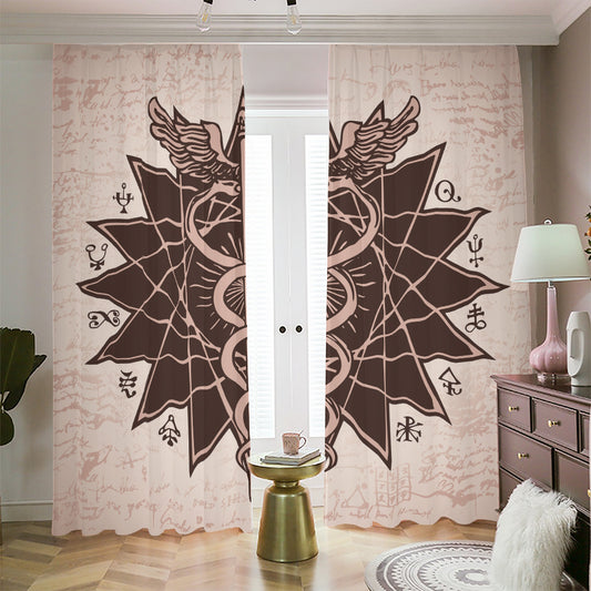 Caduceus Symbol Print Blackout Pencil Pleat Curtains
