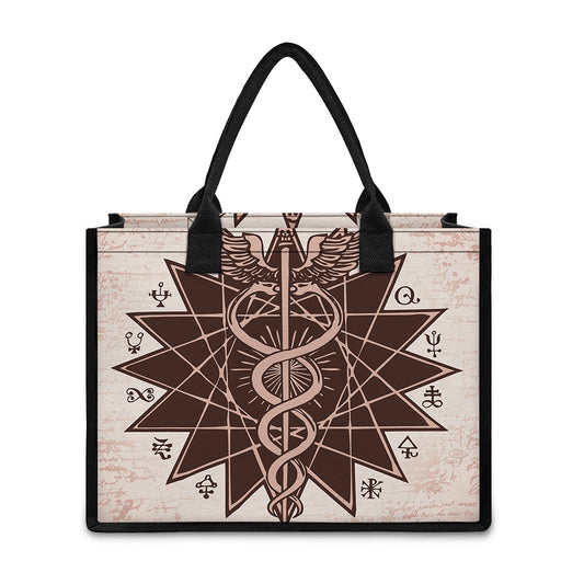 Caduceus Symbol Print Canvas Tote Bag