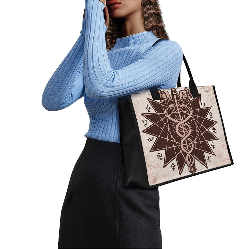 Caduceus Symbol Print Canvas Tote Bag