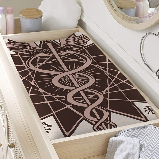 Caduceus Symbol Print Changing Pad Cover