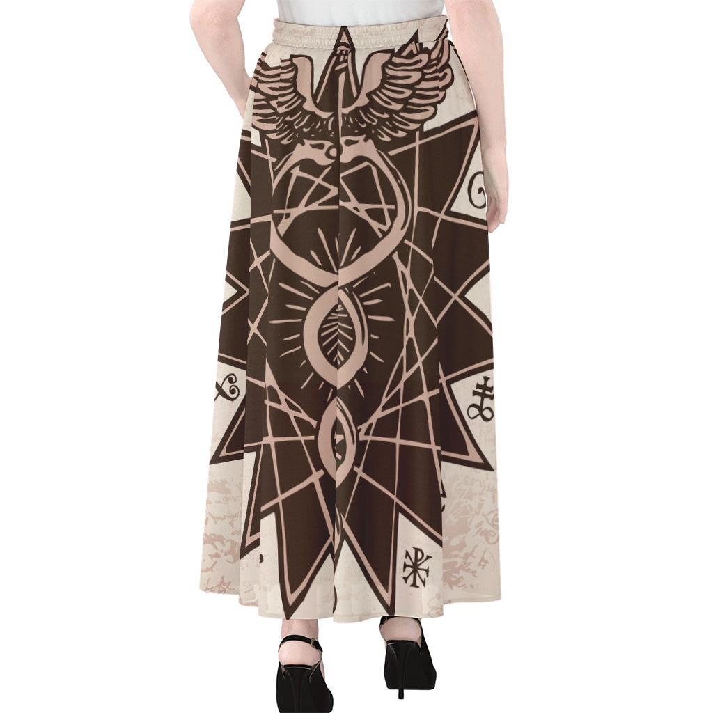 Caduceus Symbol Print Chiffon Maxi Skirt
