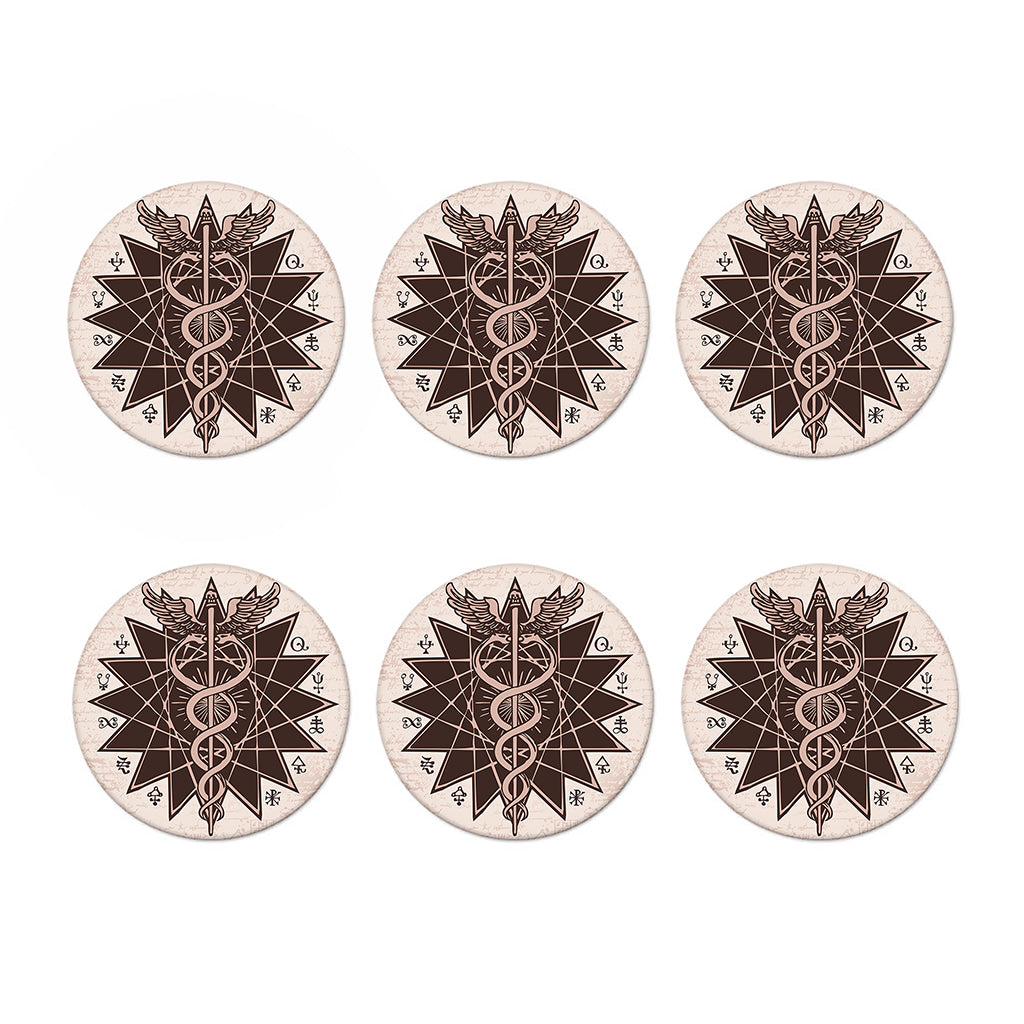 Caduceus Symbol Print Coaster Set