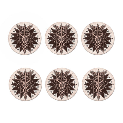 Caduceus Symbol Print Coaster Set
