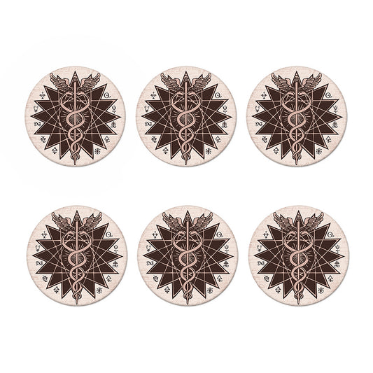 Caduceus Symbol Print Coaster Set