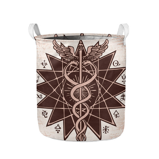 Caduceus Symbol Print Collapsible Laundry Basket