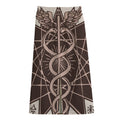 Caduceus Symbol Print Cotton Front Slit Maxi Skirt
