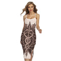 Caduceus Symbol Print Cross Back Cami Dress