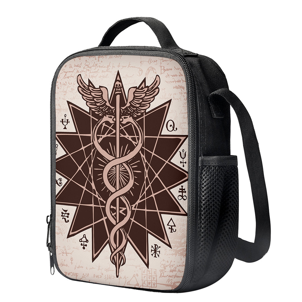 Caduceus Symbol Print Crossbody Lunch Bag