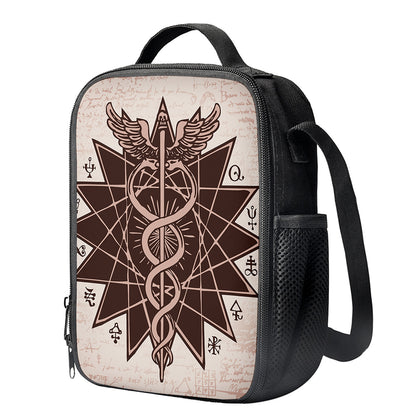 Caduceus Symbol Print Crossbody Lunch Bag