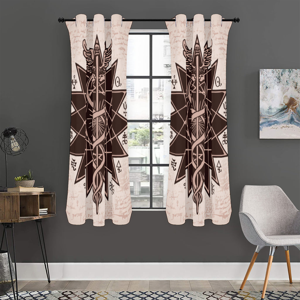 Caduceus Symbol Print Curtain