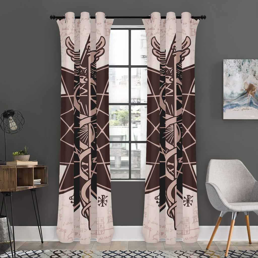 Caduceus Symbol Print Curtain