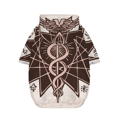 Caduceus Symbol Print Dog Zip Up Hoodie