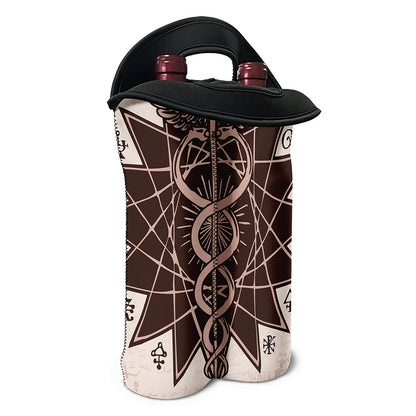 Caduceus Symbol Print Double Neoprene Wine Tote