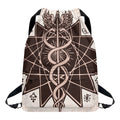 Caduceus Symbol Print Drawstring Backpack