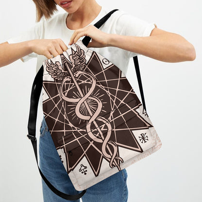Caduceus Symbol Print Drawstring Backpack