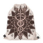 Caduceus Symbol Print Drawstring Bag