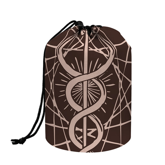 Caduceus Symbol Print Drawstring Makeup Bag