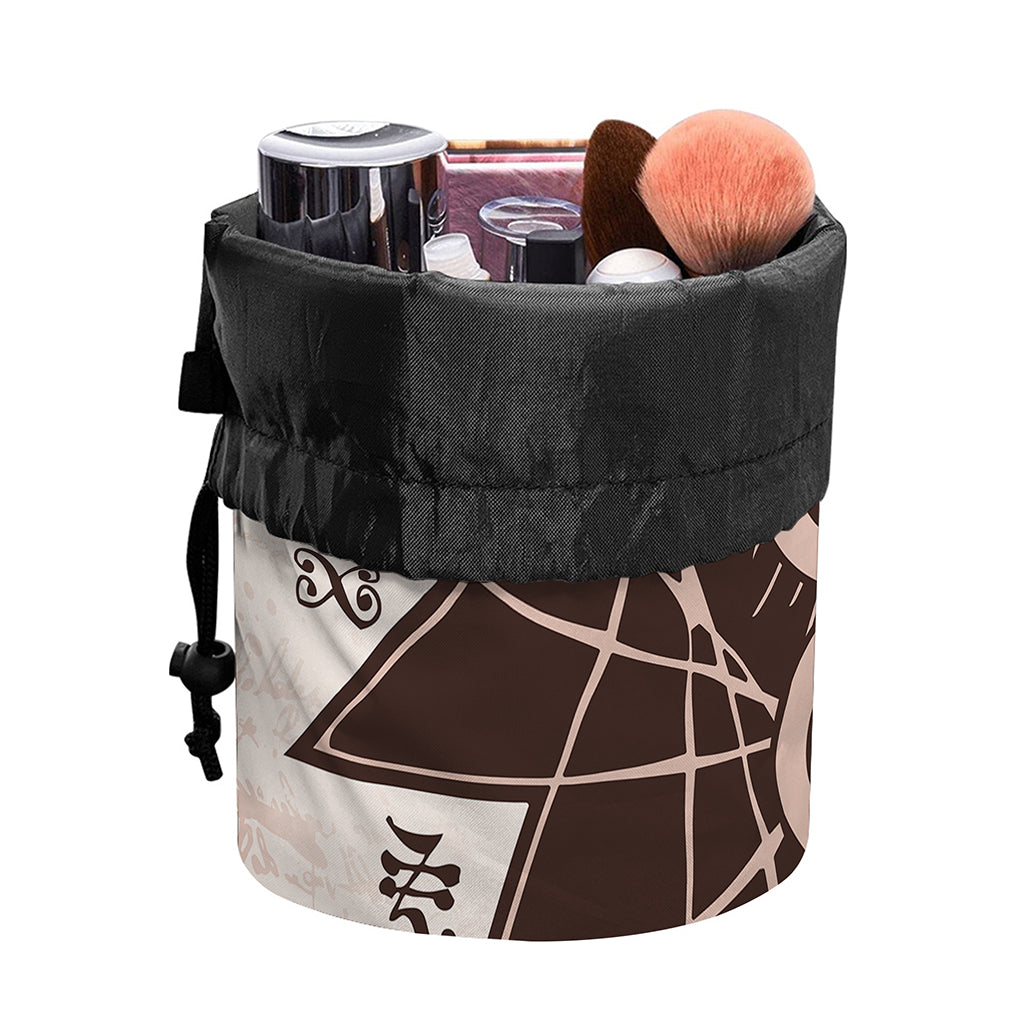 Caduceus Symbol Print Drawstring Makeup Bag