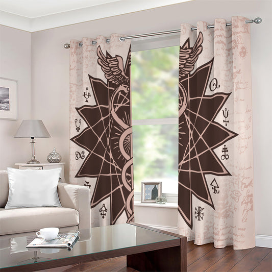 Caduceus Symbol Print Extra Wide Grommet Curtains