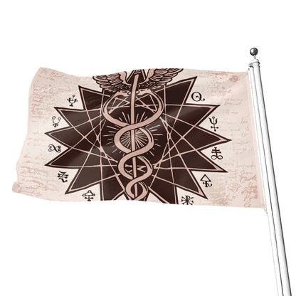 Caduceus Symbol Print Flag