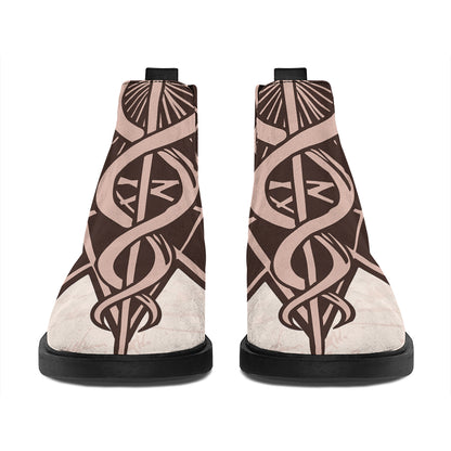 Caduceus Symbol Print Flat Ankle Boots
