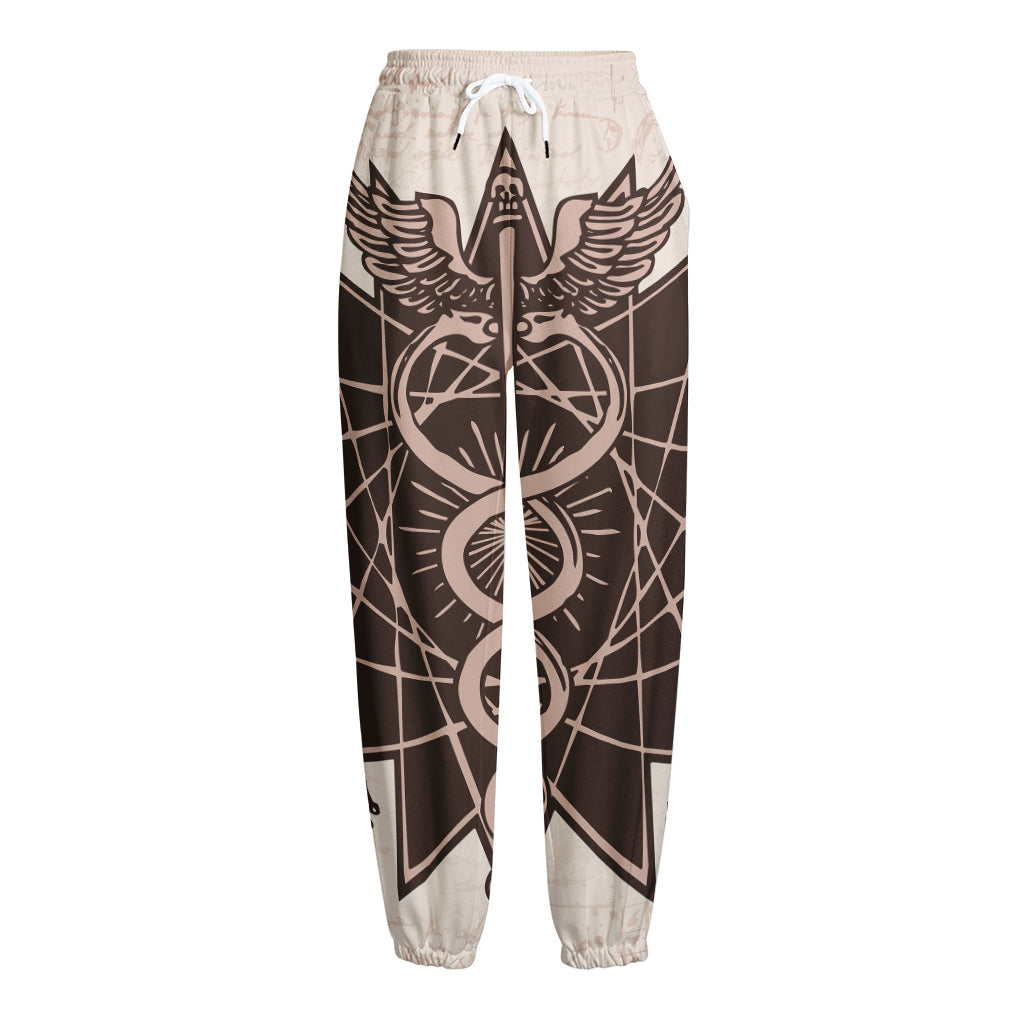 Caduceus Symbol Print Fleece Lined Knit Pants