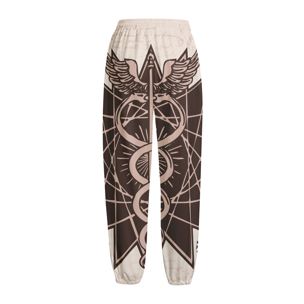 Caduceus Symbol Print Fleece Lined Knit Pants