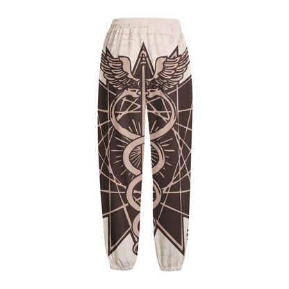 Caduceus Symbol Print Fleece Lined Knit Pants