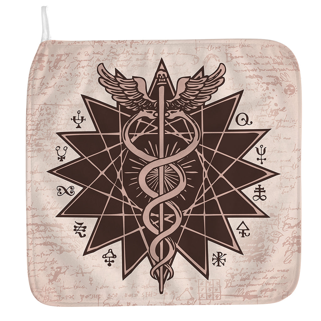 Caduceus Symbol Print Hand Towel