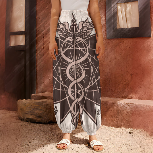 Caduceus Symbol Print Harem Pants