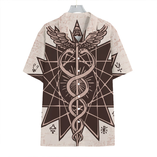 Caduceus Symbol Print Hawaiian Shirt