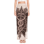 Caduceus Symbol Print High Slit Maxi Skirt