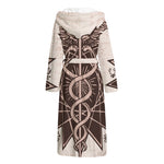 Caduceus Symbol Print Hooded Bathrobe