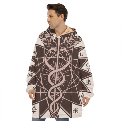 Caduceus Symbol Print Hoodie Blanket