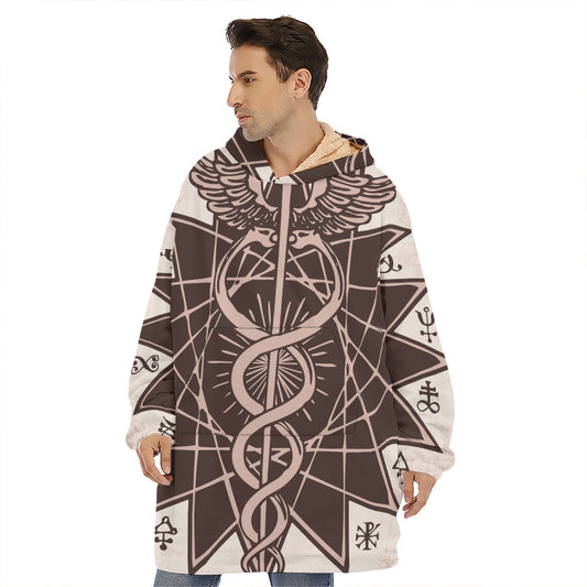 Caduceus Symbol Print Hoodie Blanket