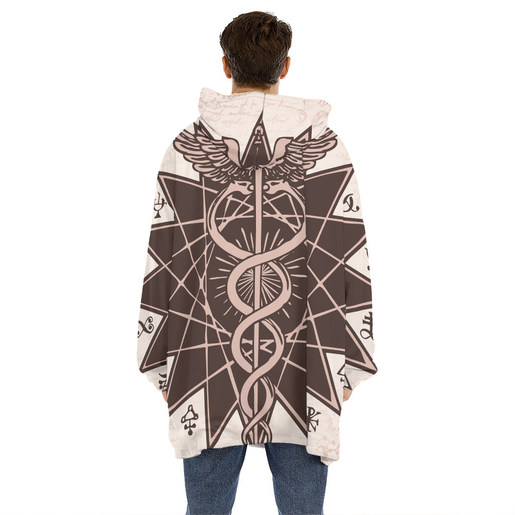 Caduceus Symbol Print Hoodie Blanket