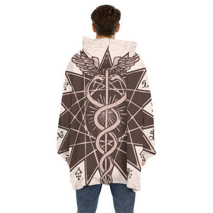 Caduceus Symbol Print Hoodie Blanket