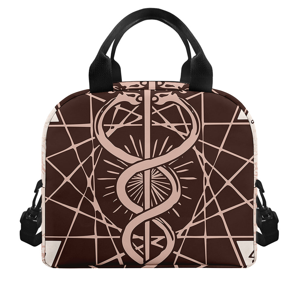 Caduceus Symbol Print Insulated Lunch Bag