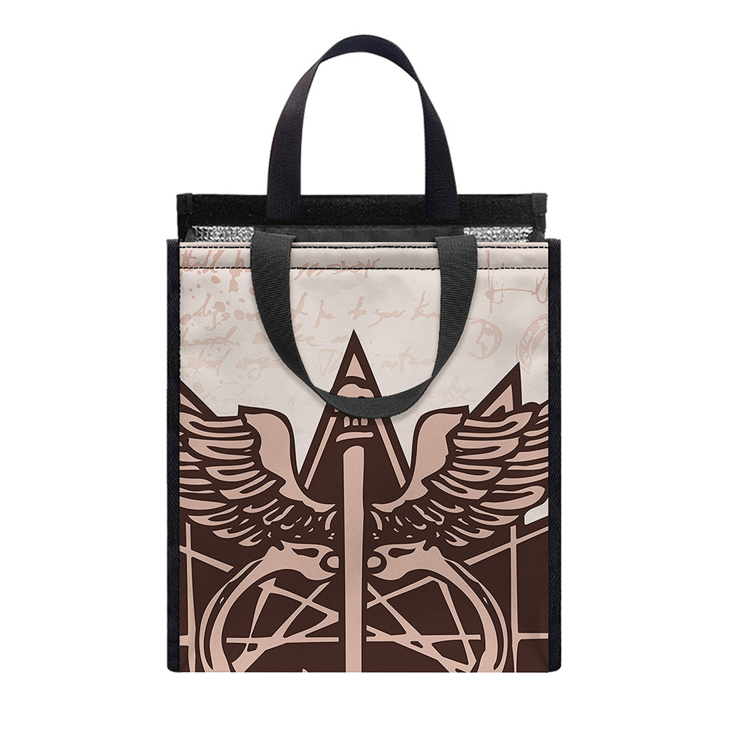 Caduceus Symbol Print Insulated Lunch Tote