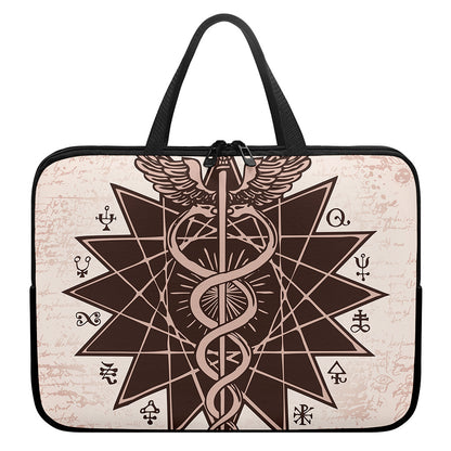 Caduceus Symbol Print Laptop Sleeve With Handle