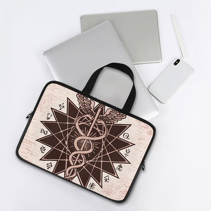 Caduceus Symbol Print Laptop Sleeve With Handle