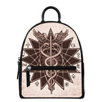 Caduceus Symbol Print Leather Backpack