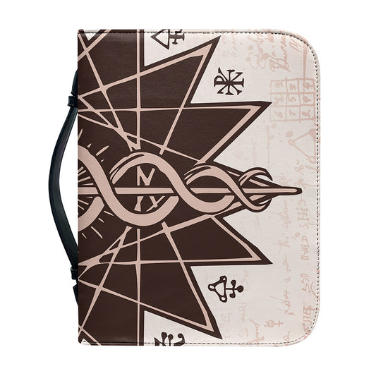Caduceus Symbol Print Leather Bible Cover