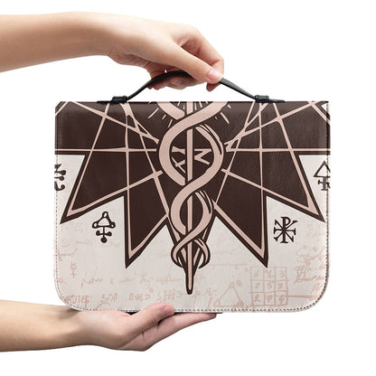 Caduceus Symbol Print Leather Bible Cover